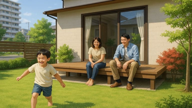 仙台市の住宅に施工されたウッドデッキイメージ