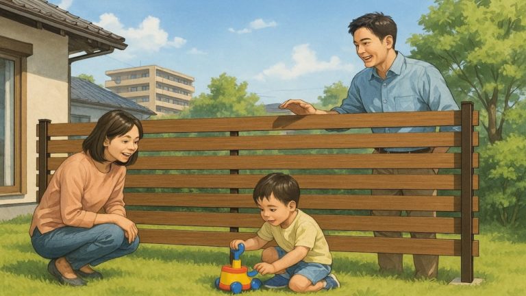 島田市の住宅に施工された目隠しフェンスイメージ