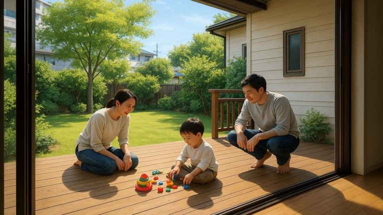 島田市の住宅に施工されたウッドデッキイメージ