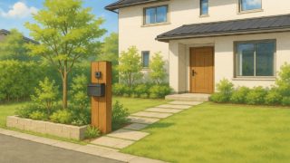 下関市の住宅に施工されたおしゃれで安い外構イメージ