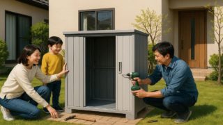 【下野市】物置費用の相場と業者依頼の流れ|初めての人向け 下野市の住宅に施工された屋外用物置イメージ