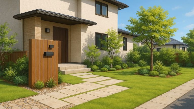 静岡県の住宅に施工されたおしゃれで安い外構イメージ