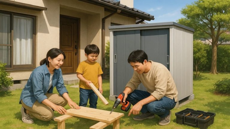 湘南の住宅に施工された屋外用物置イメージ