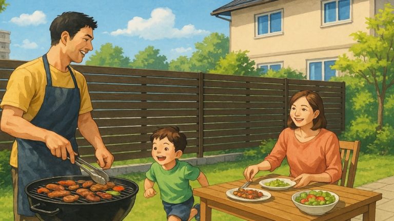 周南市の住宅に施工された目隠しフェンスイメージ