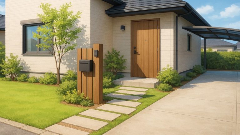 周南市の住宅に施工されたおしゃれで安い外構イメージ