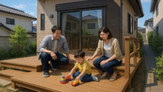 【周南市】プロおすすめのウッドデッキ|費用とデザインの参考に 周南市の住宅に施工されたウッドデッキイメージ