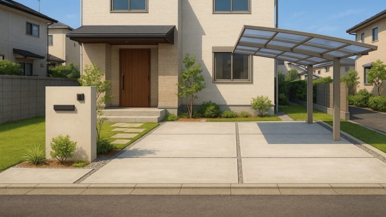 草加市の住宅に施工されたおしゃれで安い外構イメージ