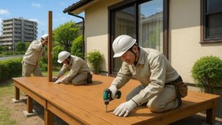 鈴鹿市の住宅に施工されたウッドデッキイメージ