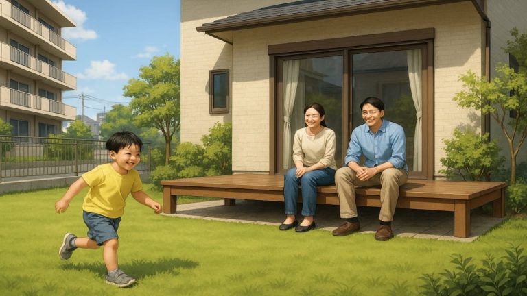 立川市の住宅に施工されたウッドデッキイメージ