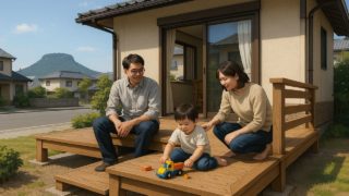 高松市の住宅に施工されたウッドデッキイメージ