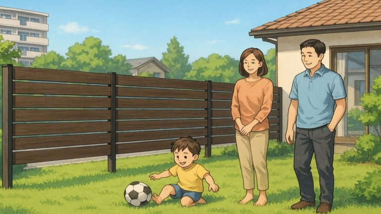 高岡市の住宅に施工された目隠しフェンスイメージ