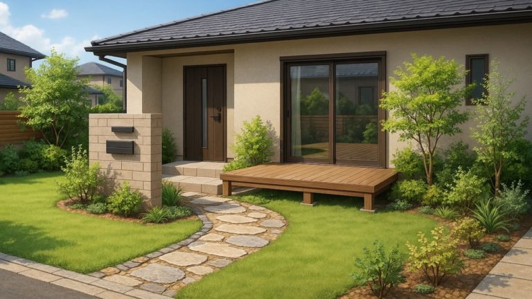 宝塚市の住宅に施工されたおしゃれで安い外構イメージ