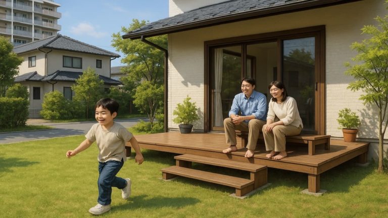 宝塚市の住宅に施工されたウッドデッキイメージ