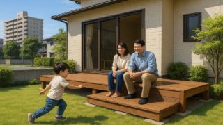 高砂市の住宅に施工されたウッドデッキイメージ