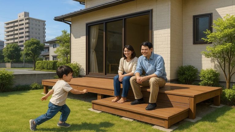 高砂市の住宅に施工されたウッドデッキイメージ