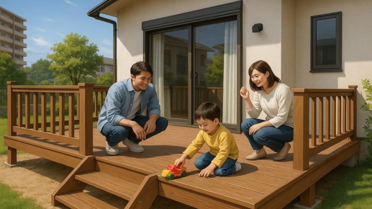 高崎市の住宅に施工されたウッドデッキイメージ