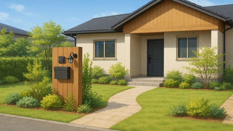 天童市の住宅に施工されたおしゃれで安い外構イメージ