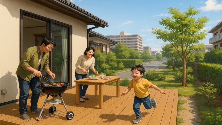 栃木県の住宅に施工されたウッドデッキイメージ