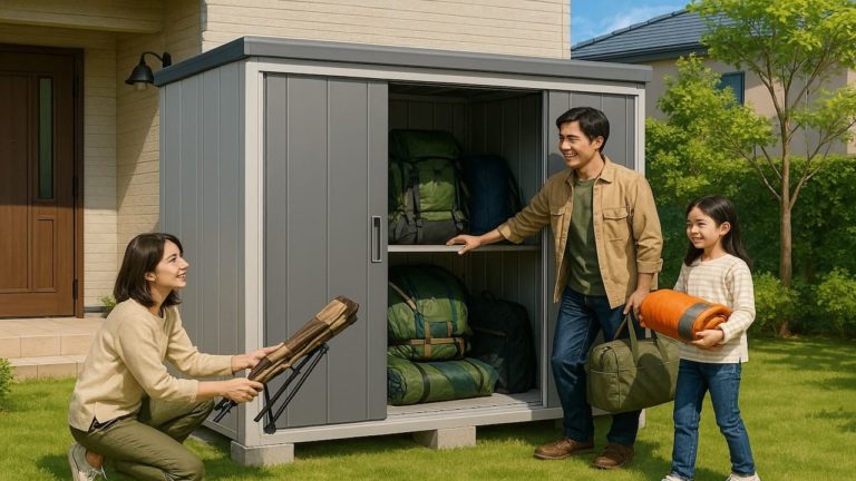 戸田市の住宅に施工された屋外用物置イメージ