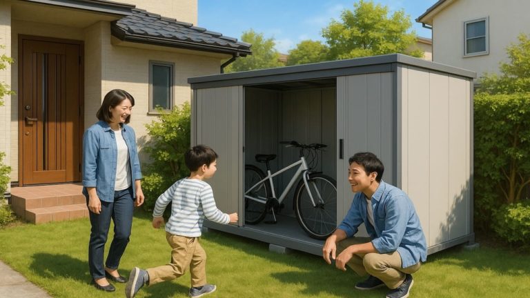 所沢市の住宅に施工された屋外用物置イメージ