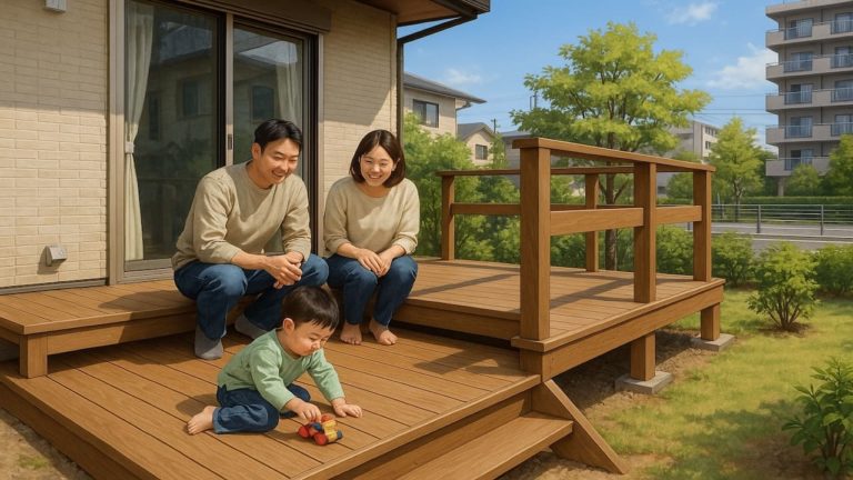 所沢市の住宅に施工されたウッドデッキイメージ