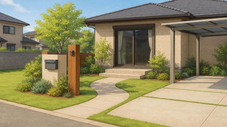 徳島県の住宅に施工されたおしゃれで安い外構イメージ