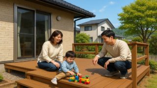 【徳島県】ウッドデッキで庭時間をもっと快適に|相場とおすすめ工事 徳島県の住宅に施工されたウッドデッキイメージ