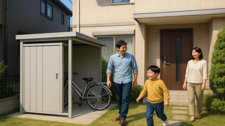 東京都の住宅に施工された屋外用物置イメージ