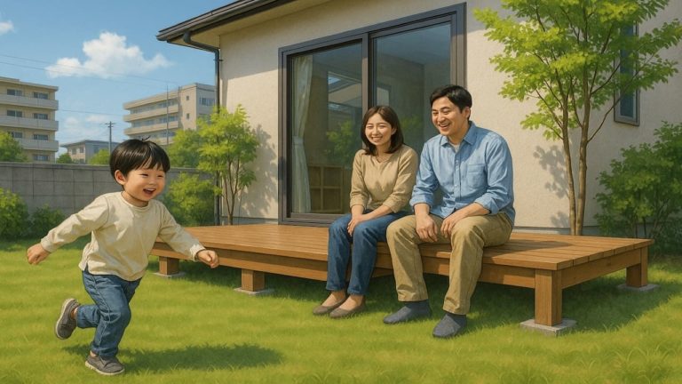 苫小牧市の住宅に施工されたウッドデッキイメージ