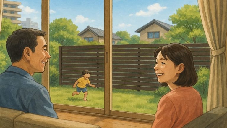 富田林市の住宅に施工された目隠しフェンスイメージ