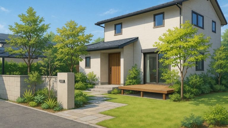 富田林市の住宅に施工されたおしゃれで安い外構イメージ