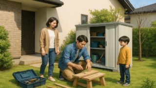 取手市の住宅に施工された屋外用物置イメージ