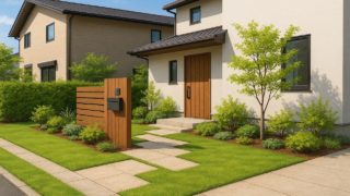 取手市の住宅に施工されたおしゃれで安い外構イメージ