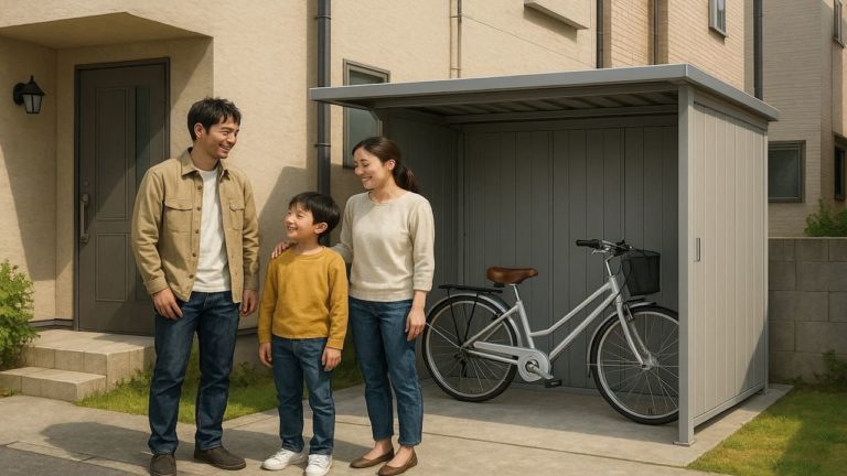 豊島区の住宅に施工された屋外用物置イメージ