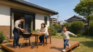 鳥取県の住宅に施工されたウッドデッキイメージ