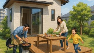 富山県の住宅に施工されたウッドデッキイメージ