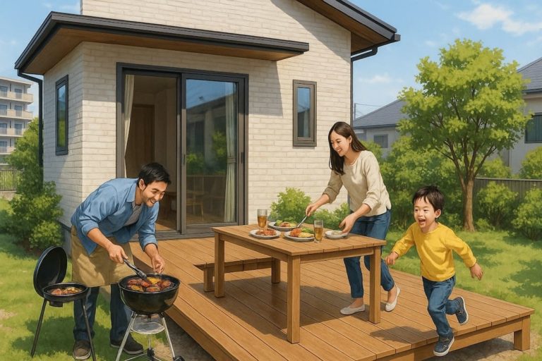 富山県の住宅に施工されたウッドデッキイメージ