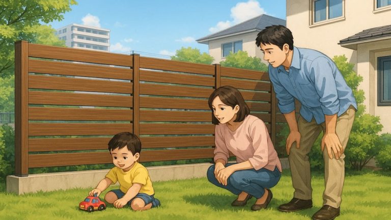 豊橋市の住宅に施工された目隠しフェンスイメージ