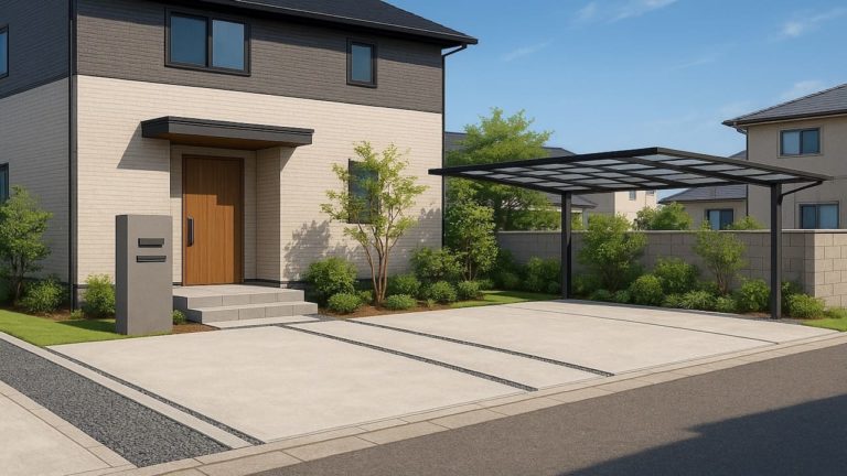 豊橋市の住宅に施工されたおしゃれで安い外構イメージ