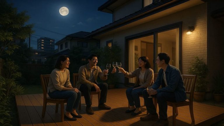 豊中市の住宅に施工されたウッドデッキイメージ