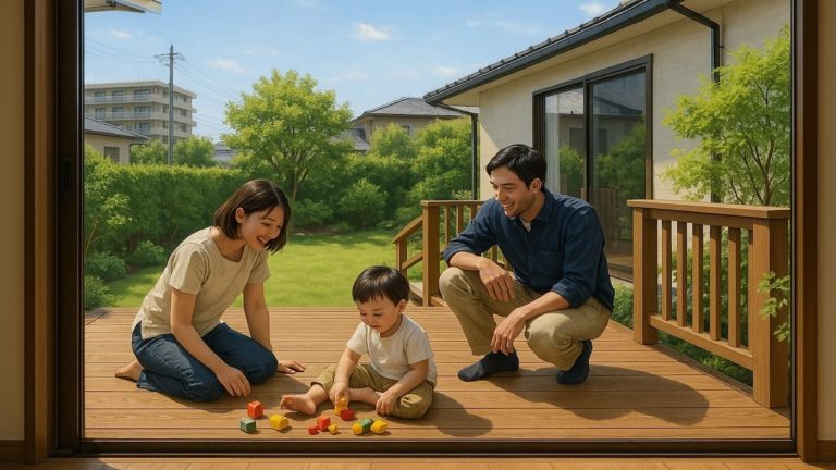 豊田市の住宅に施工されたウッドデッキイメージ