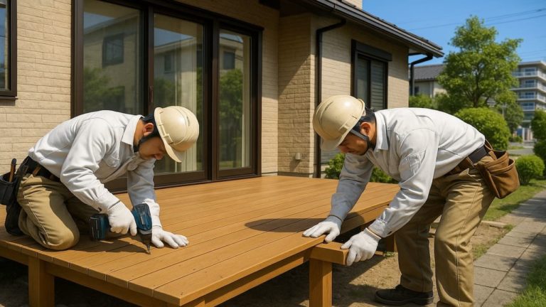 津市の住宅に施工されたウッドデッキイメージ