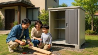 つくば市の住宅に施工された屋外用物置イメージ