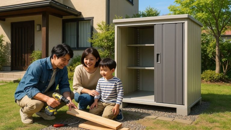 つくば市の住宅に施工された屋外用物置イメージ