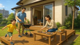 つくば市の住宅に施工されたウッドデッキイメージ