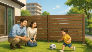 津山市の住宅に施工された目隠しフェンスイメージ