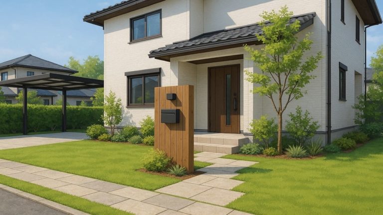 宇部市の住宅に施工されたおしゃれで安い外構イメージ