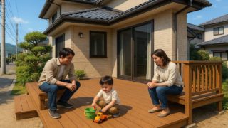 宇部市の住宅に施工されたウッドデッキイメージ