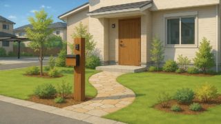 上田市の住宅に施工されたおしゃれで安い外構イメージ