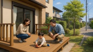 【上田市】格安で叶えるウッドデッキ工事|相場とおすすめ素材 上田市の住宅に施工されたウッドデッキイメージ